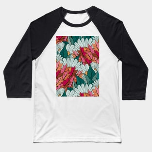 Green and pink leaf flower Baseball T-Shirt